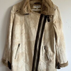 Tasha Polizzi Faux Shearling Leather Jacket Western Coat Rare Size M